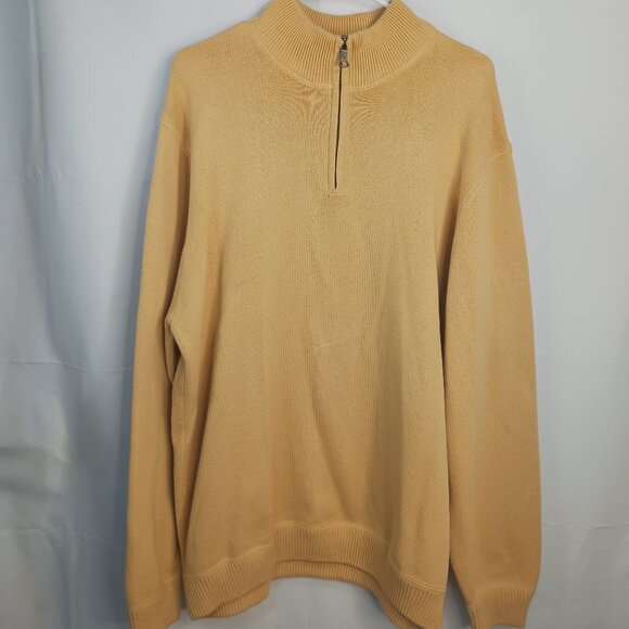 Eddie Bauer Yellow Quarter Zip Pullover Sweater Size Tall XL Men - Picture 1 of 6